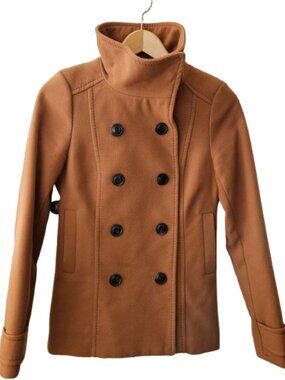 H&M Women’s Double-Breasted Brown/Rust Peacoat - Size 2